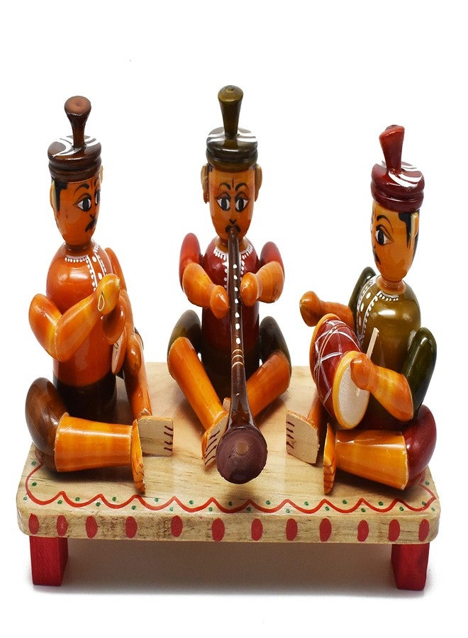 justhandmade Wooden Music Set Idol | Doll Set | Nadhaswaram Set | Home Decor | Showpiece - Etikoppaka Toys (Medium) - Image 1